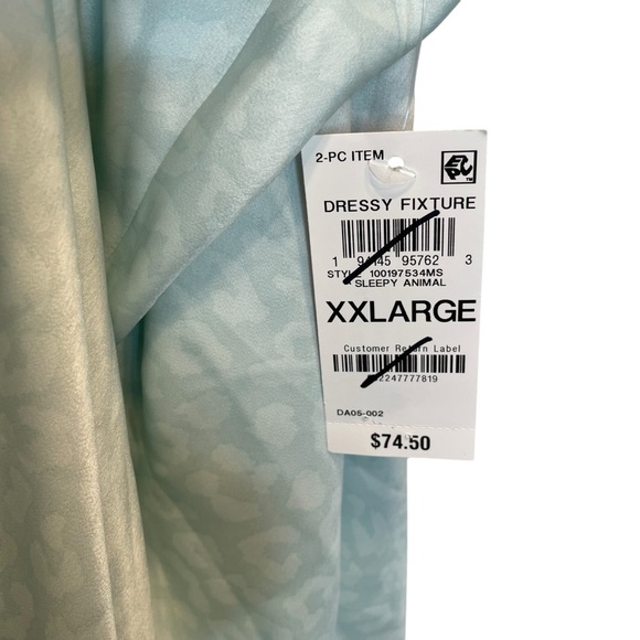 State of Day Crepe de Chine Camisole Pajama Set Tank & Pants Sleepy Animal Blue - Picture 5 of 10